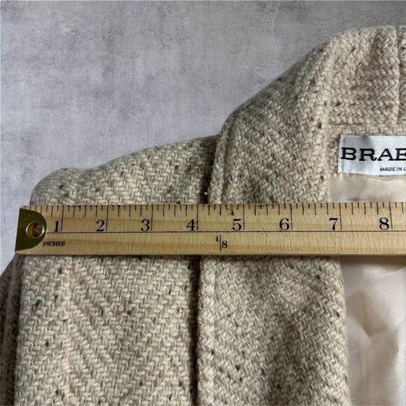 Womans Vintage BRAETAN Beige Wool Long Double Breasted OverCoat Topcoat MEDIUM - Picture 8 of 11